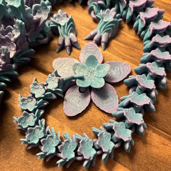 Articulated Cherry Blossom Dragon. Mermaid Colors Fidget Stress Fantasy 24 Inche - Picture 3 of 9